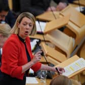 Jenny Gilruth, the cabinet secretary for education and skill, speaks in the Scottish Parliament chamber. Picture: Andrew Milligan/PA Wire