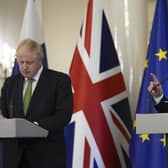 Prime Minister Boris Johnson (left) and Finland's President Sauli Niinisto, at a press conference at the Presidential Palace in Helsinki, Finland.