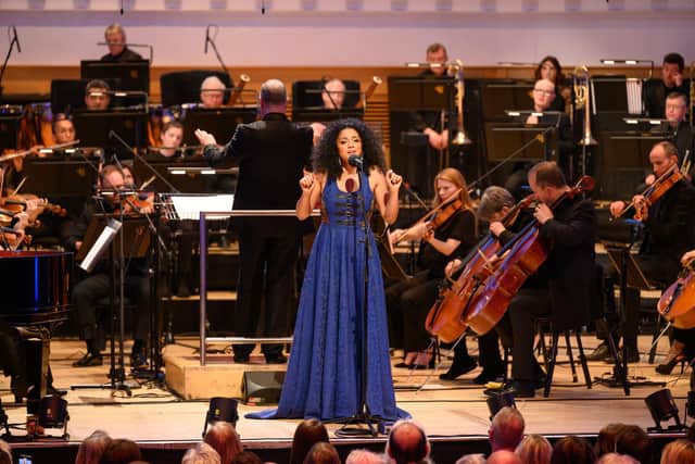 Shereen Cutkelvin performing with the BBC Scottish Symphony Orchestra on BBC's Burns Night 2024. Pic: BBC Scotland/Sean Purser