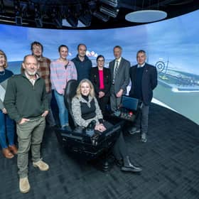 Gillian Martin MSP meeting staff at the NDC's marine simulation suite