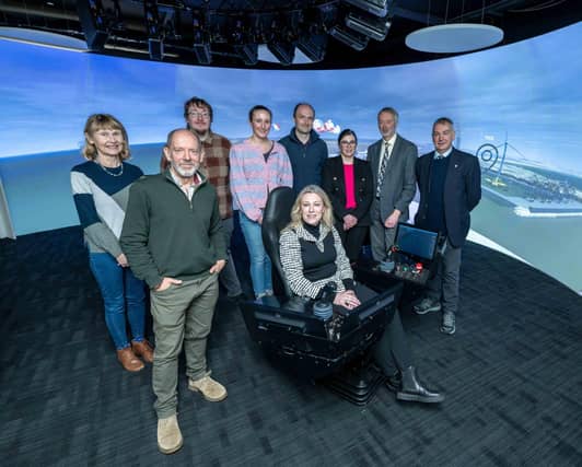 Gillian Martin MSP meeting staff at the NDC's marine simulation suite