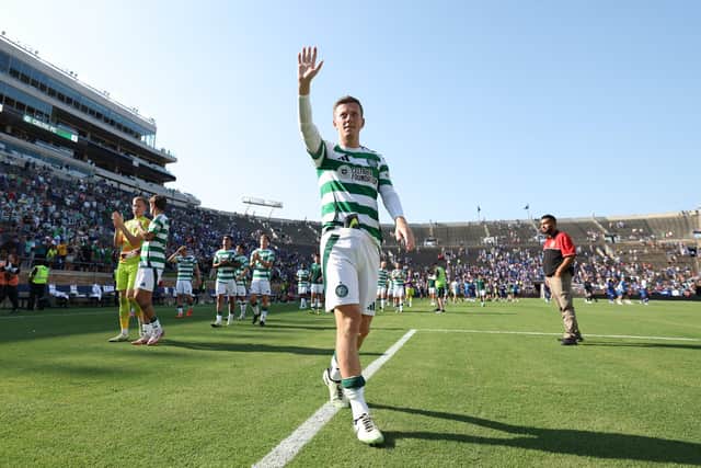 Celtic captain Callum McGregor at full-time after the 4-1 pre-season friendly win over Chelsea at Notre Dame Stadium in Indiana, USA. (Photo by Ross MacDonald / SNS Group)