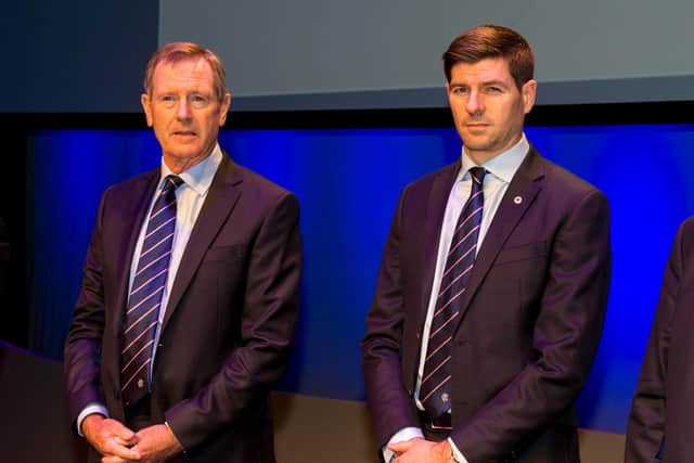 Former Rangers chairman Dave King with manager Steven Gerrard.