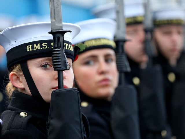 The Royal Navy's Ceremonial Guard in their final rehearsal for their duties at the Cenotaph in London, on Remembrance Sunday. They were photographed at Whale Island, Portsmouth Picture: Chris Moorhouse (jpns 101121-14)