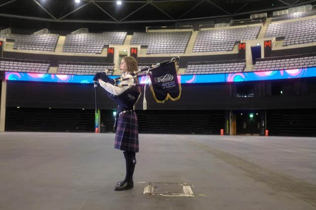 Piper Hazel Whyte is the first musician to perform at the Hydro arena in Glasgow since the venue was closed to the public last March.