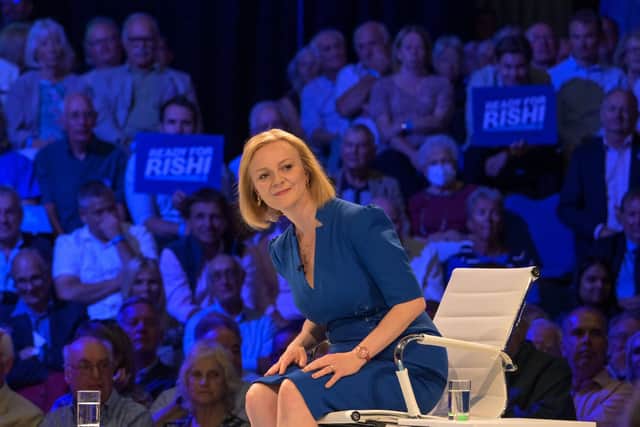 Foreign Secretary Liz Truss speaks during the second Conservative party membership hustings