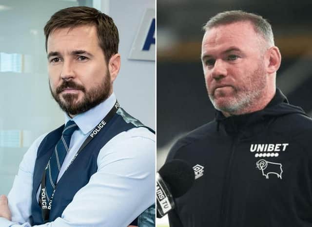 Martin Compston and Wayne Rooney are just two of the stars taking part at this year's Soccer Aid. Photo credit Charlotte Tattersall/Getty Images/BBC