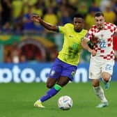 Celtic's Josip Juranovic in action for Croatia against Brazil's Vinicius Junior during the World Cup quarter-final in Qatar. (Photo by Lars Baron/Getty Images)