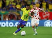 Celtic's Josip Juranovic in action for Croatia against Brazil's Vinicius Junior during the World Cup quarter-final in Qatar. (Photo by Lars Baron/Getty Images)