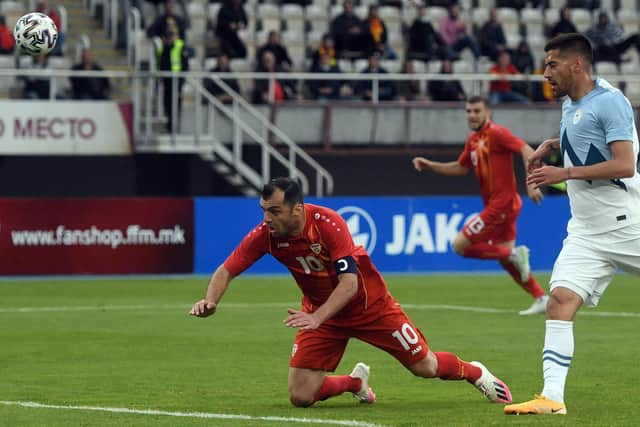 North Macedonia's veteran striker Goran Pandev will finally cap his illustrious career with an appearance in a major tournament finals. (Photo by ROBERT ATANASOVSKI/AFP via Getty Images)