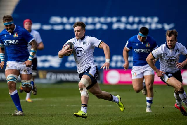 Darcy Graham is a nimble-footed try-snatcher who relies more on skill and pace. Picture: Ross Parker/SNS