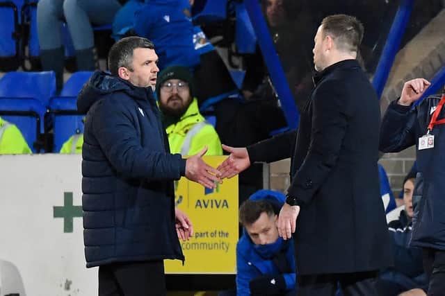 St Johnstone manager Callum Davidson and Rangers boss Michael Beale shake hands. (Photo by Ross Parker / SNS Group)