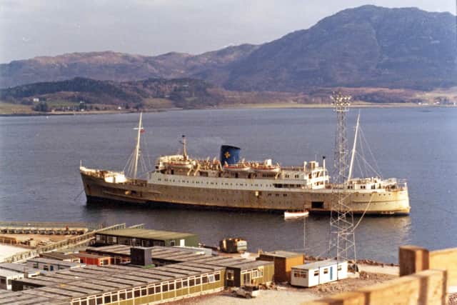 Two retired Greek cruise ships were also moored in the loch to house the vast army of workers.