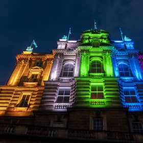 The traditional headquarters of the Bank of Scotland on The Mound, Edinburgh, and now home to the Scottish HQ for Lloyds Banking Group.