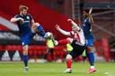 Scotland team-mates Stuart Armstrong and John Fleck challenge for the ball during a Southampton v Sheffield United match.