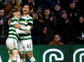 Celtic's Kyogo Furuhashi (left) and Reo Hatate have been left out of the Japan squad for the Kirin Challenge Cup. (Photo by Craig Williamson / SNS Group)