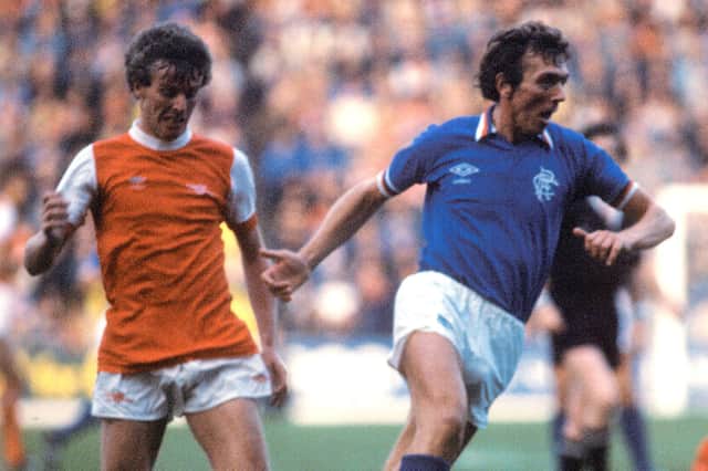 Rangers and Arsenal have met many times before, with Alex Miller pictured against the Gunners in 1980.