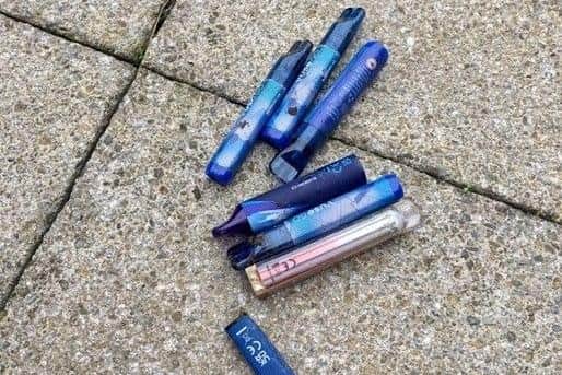 Just some of the many single-use vapes that were picked up