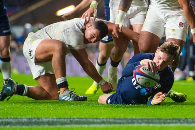 Graham touching down for a try in the game which announced his talents - the 38-all draw with England