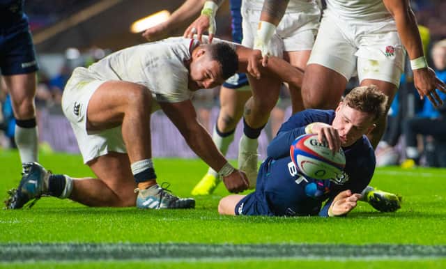 Graham touching down for a try in the game which announced his talents - the 38-all draw with England