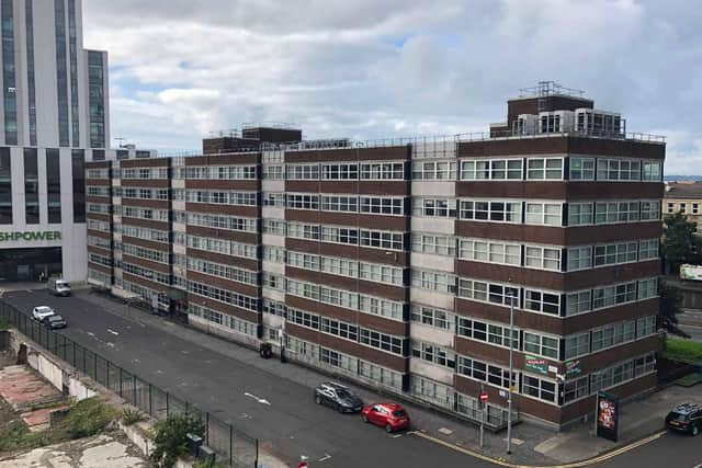 Portcullis House in Glasgow is to be replaced by what will be the city’s tallest building. Picture: contributed.