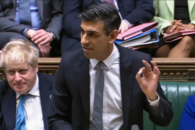 Chancellor Rishi Sunak presents the Spring budget statement to MPs. Picture: PRU/AFP/Getty