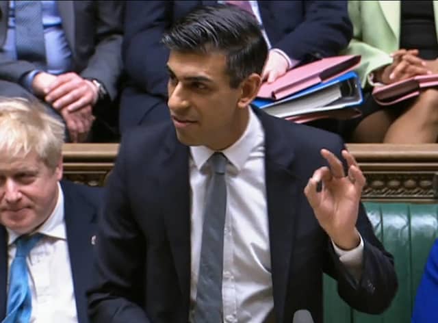 Chancellor Rishi Sunak presents the Spring budget statement to MPs. Picture: PRU/AFP/Getty