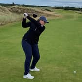Jordan Ferrie, the club pro, tees off at Golspie Golf Club in the Highlands.