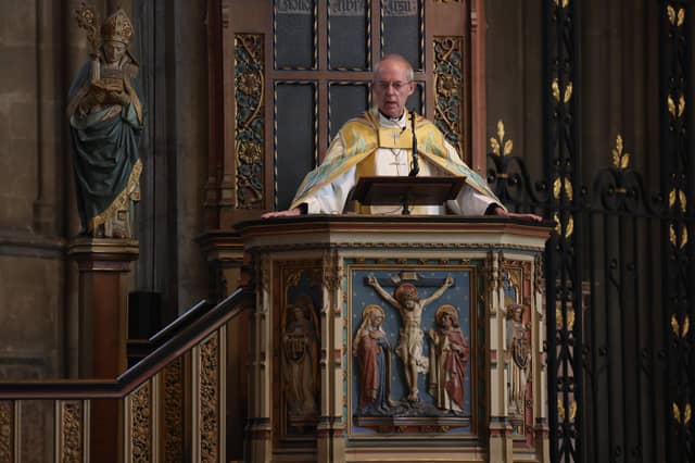 Justin Welby, the Archbishop Of Canterbury delivers his Easter Sermon at Canterbury Cathedral