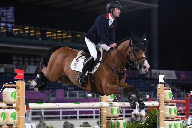 Scott Brash, riding Hello Jefferson, saw his medal chances ended by a time fault. Picture: Adam Davy/PA Wire