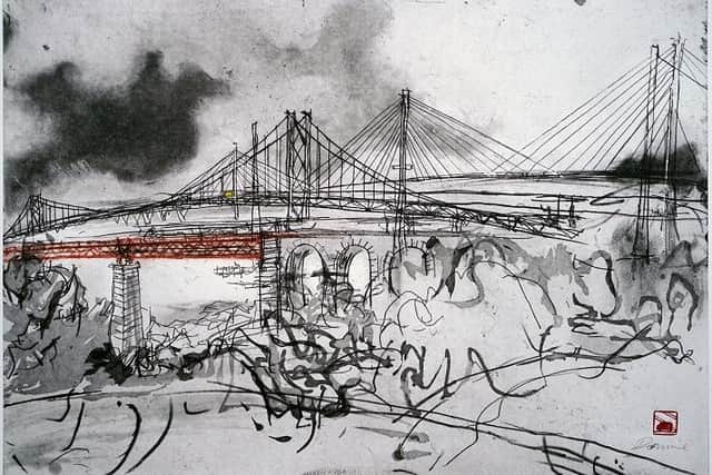 Kate Downie - Study for Three Bridge Evening 2022 PIC: Courtsey the artist and Glasgow Print Studio