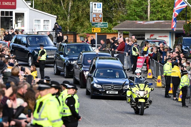 Police outriders lead the cortege at the beginning of its journey (Pic: Michael Gillen)