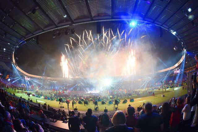 Fireworks mark the end of the 2014 Commonwealth Games closing ceremony at Hampden Park, Glasgow.