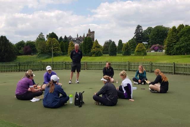 Dean Robertson, Stirling University's high performance golf coach, talks to a group of potential scholars at the campus earlier this week.