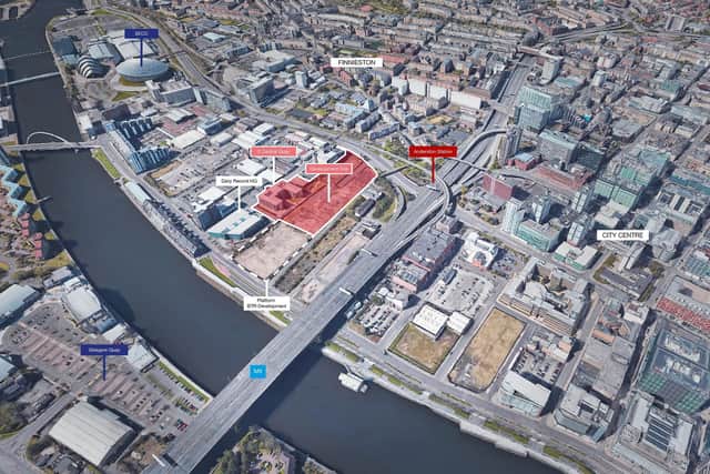 The site currently includes an office building at 2 Central Quay, and a neighbouring 4.43-acre site to the east. Picture: contributed.