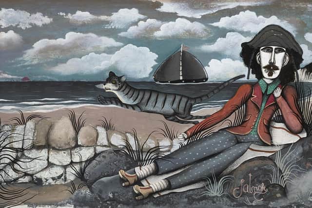 John Byrne painted 'Man on the beach with cat' in 1972.