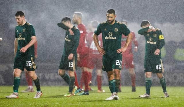 Dejection at full-time in Paisley for Celtic after dropping two points in the title race with a 0-0 draw against St Mirren. (Photo by Craig Williamson / SNS Group)