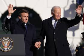 French President Emmanuel Macron and US President Joe Biden seem determined to lift the international sanctions on Iran and resurrect the flawed nuclear deal (Picture: Nathan Howard/Getty Images)