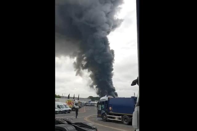 Huge blaze seen billowing from the industrial in Bellshill on Friday (Photo: @inspiralkev).