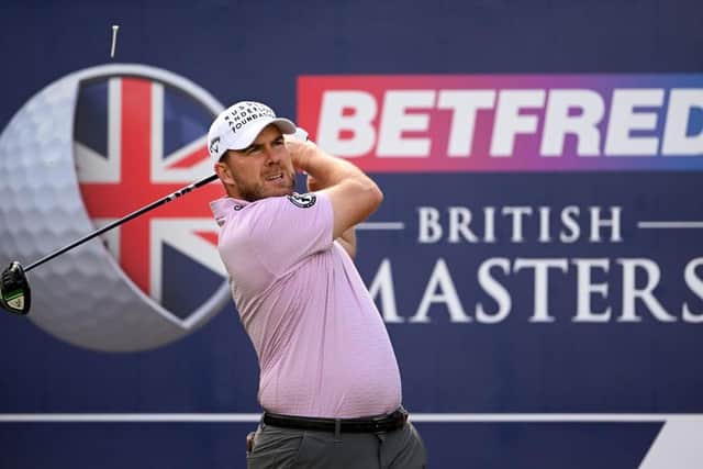 Richie Ramsay plays his tee shot at the sixth hole during day three of the Betfred British Masters hosted by Danny Willett at The Belfry. Picture: Ross Kinnaird/Getty Images.