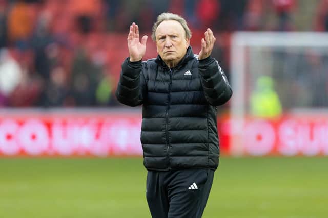Neil Warnock applauds the Aberdeen fans before stepping down after the Scottish Cup quarter-final win over Kilmarnock. (Photo by Ross Parker / SNS Group)