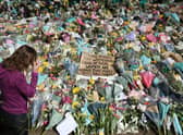 Floral tributes at the bandstand in Clapham Common, London, for Sarah Everard.