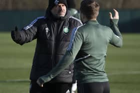 Ange Postecoglou with James Forrest, one of the players the Celtic boss believes can take the team to 'another level' during the remainder of the season. (Photo by Craig Foy / SNS Group)