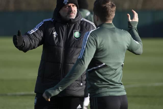 Ange Postecoglou with James Forrest, one of the players the Celtic boss believes can take the team to 'another level' during the remainder of the season. (Photo by Craig Foy / SNS Group)