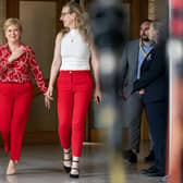 Former first minister of Scotland Nicola Sturgeon returns to the Scottish Parliament in Holyrood following her arrest in the police investigation into the SNP's finances. Picture: Jane Barlow/PA Wire