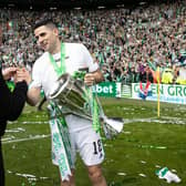 Celtic manager Ange Postecoglou and Tom Rogic who will leave this summer.  (Photo by Craig Williamson / SNS Group)