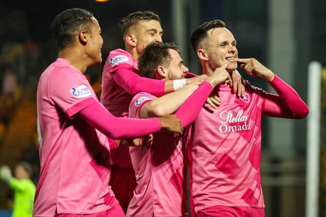 Lawrence Shankland, far right, has emerged as a talismanic figure for Hearts.