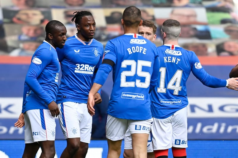 Rangers' Joe Aribo celebrates making it 1-0. (Photo by Rob Casey / SNS Group)