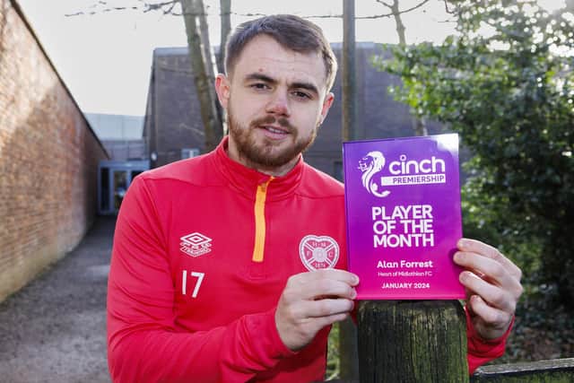 Hearts' Alan Forrest landed the January Player of the Month gong.