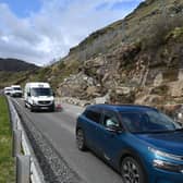 Single-line traffic at the Rest and Be Thankful is controlled by traffic lights during the mitigation work. Picture: John Devlin